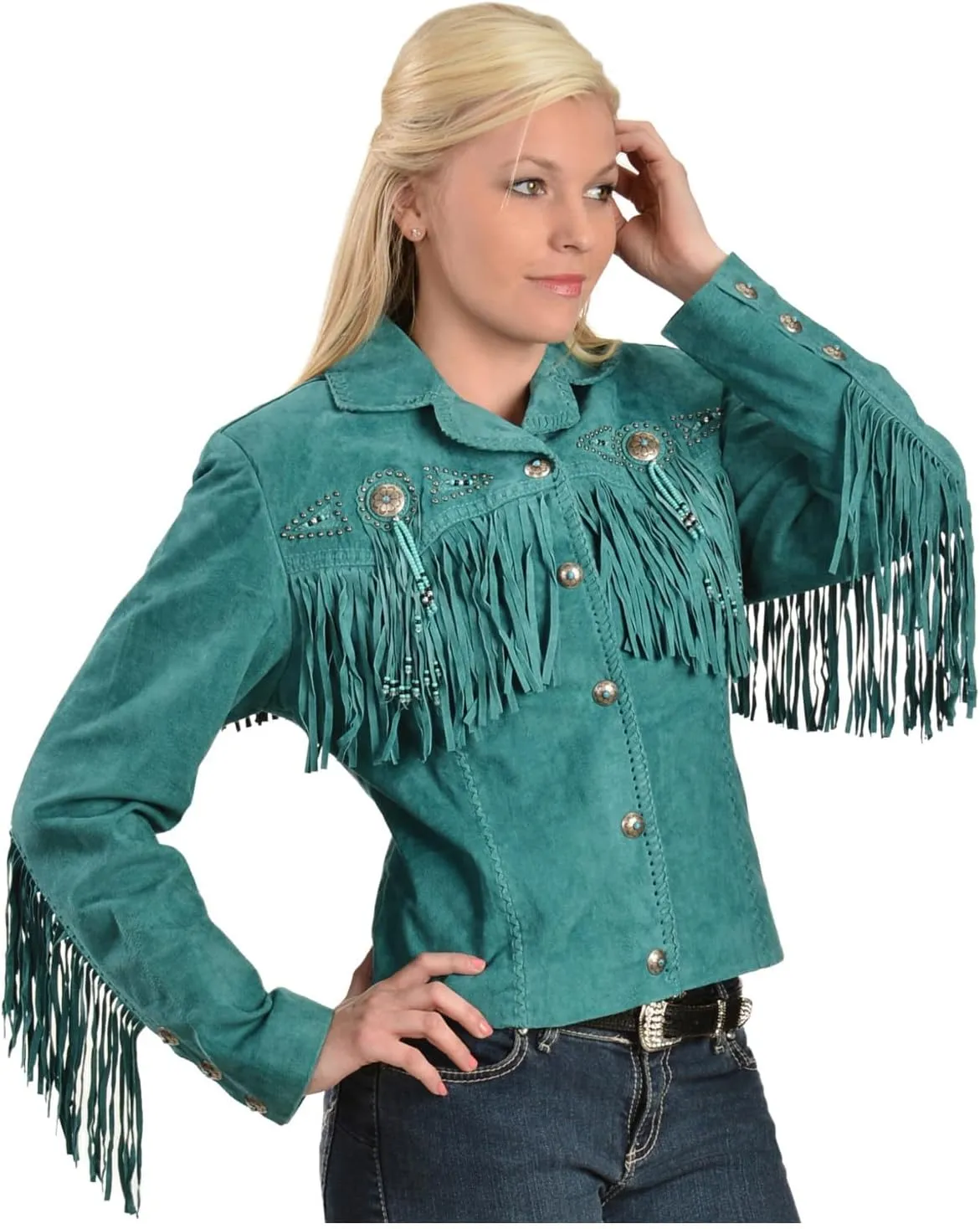 Scully Women's Fringe and Beaded Boar Suede Leather Jacket - L152-86