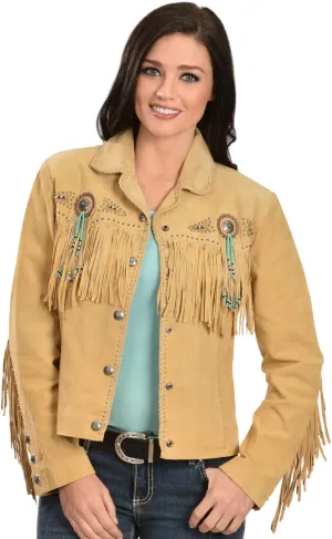 Scully Women's Fringe and Beaded Boar Suede Leather Jacket - L152-86