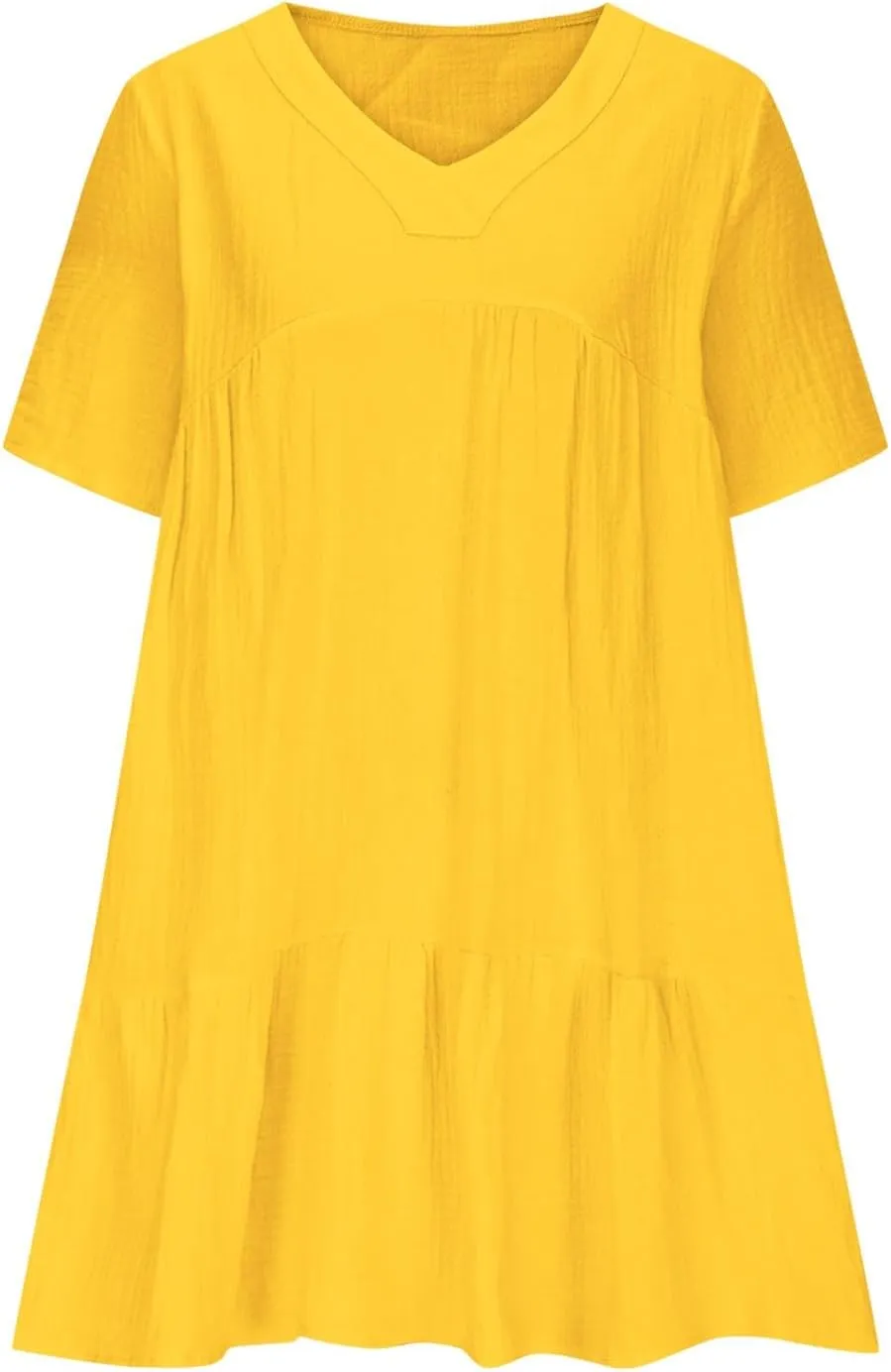 Short Sleeve Babydoll Dress for Women Summer V Neck Knee Length Holiday Sundress Casual Flowy Dress Plus Size