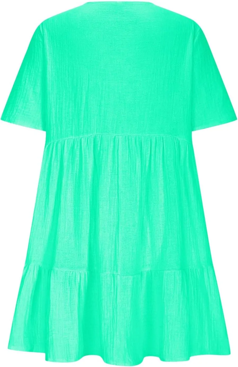 Short Sleeve Babydoll Dress for Women Summer V Neck Knee Length Holiday Sundress Casual Flowy Dress Plus Size
