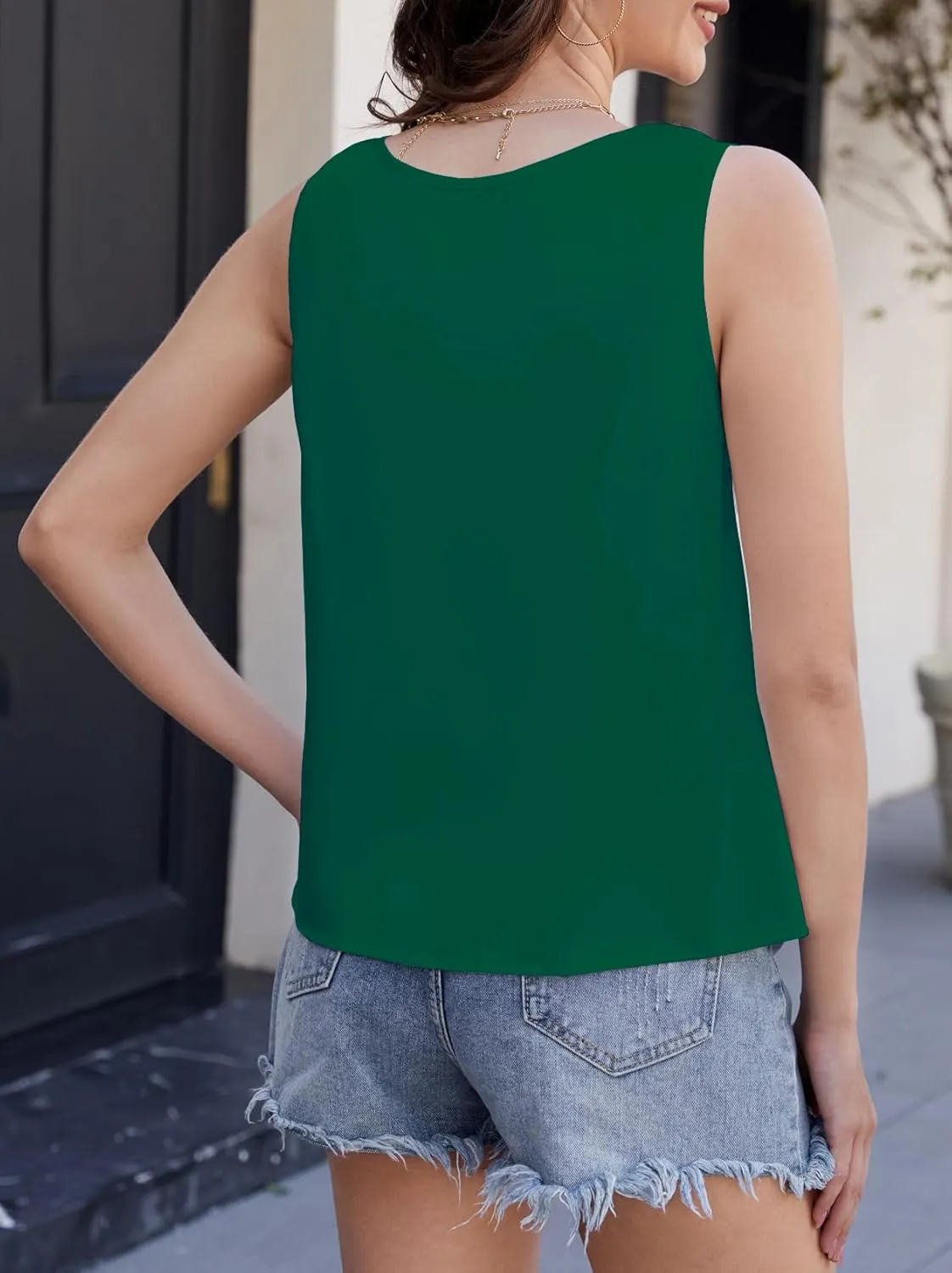 Silk Satin Tank Tops for Women Camisole Crew Neck Sleeveless Cami Summer 2025