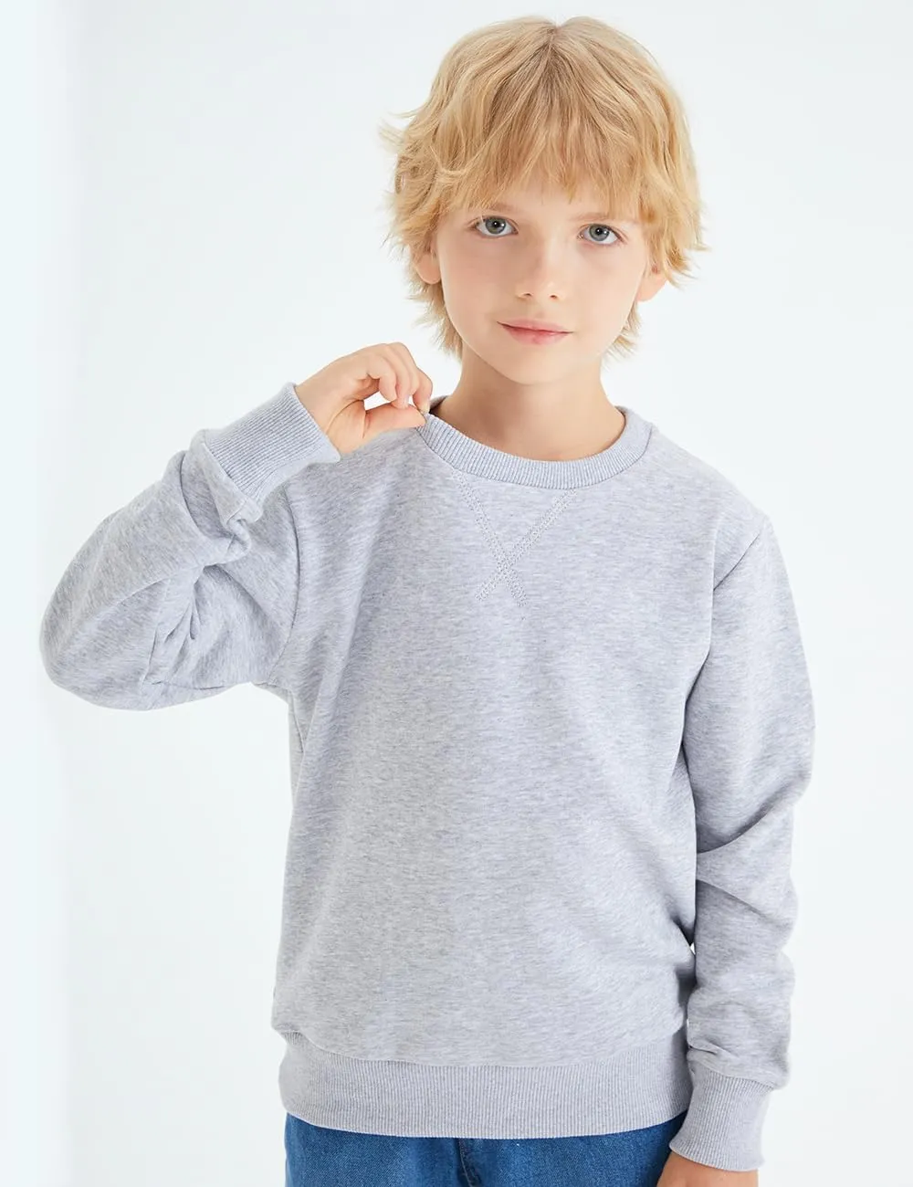 Spring&Gege Youth Basic Sport Crewneck Pullover Sweatshirts for Children3-14 Years
