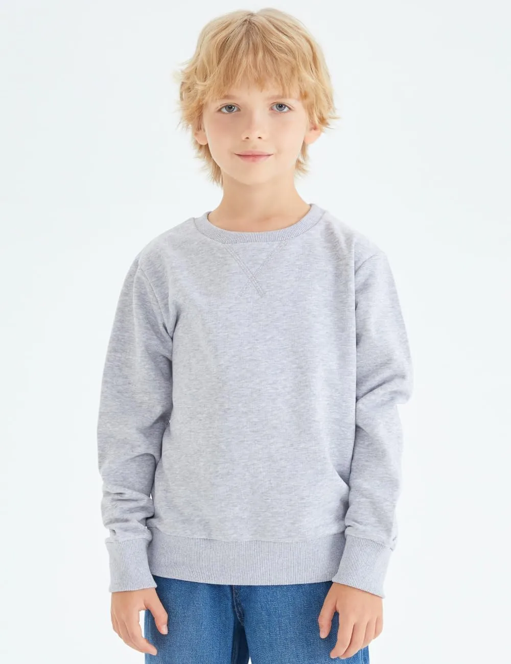 Spring&Gege Youth Basic Sport Crewneck Pullover Sweatshirts for Children3-14 Years