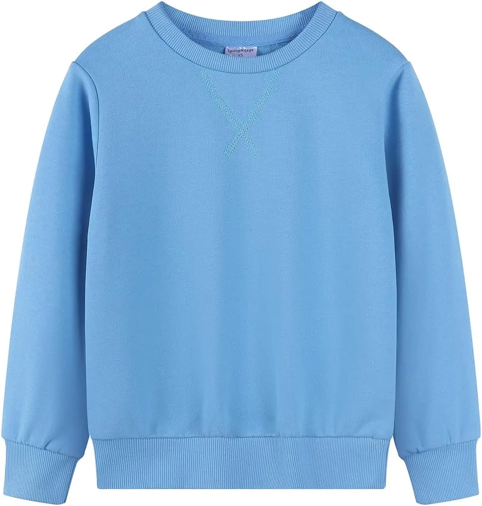 Spring&Gege Youth Basic Sport Crewneck Pullover Sweatshirts for Children3-14 Years