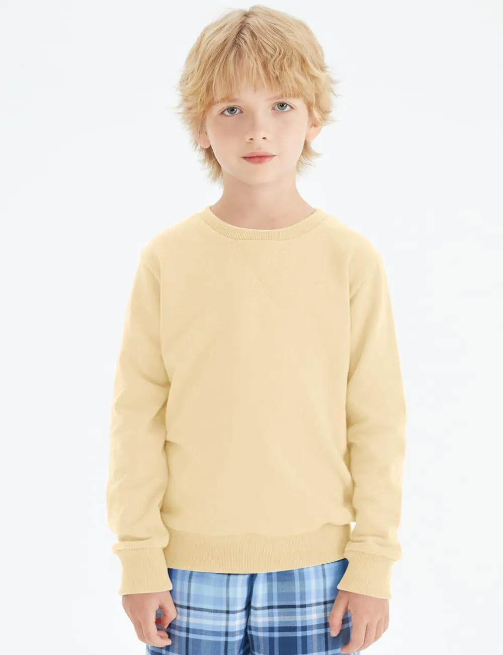 Spring&Gege Youth Basic Sport Crewneck Pullover Sweatshirts for Children3-14 Years