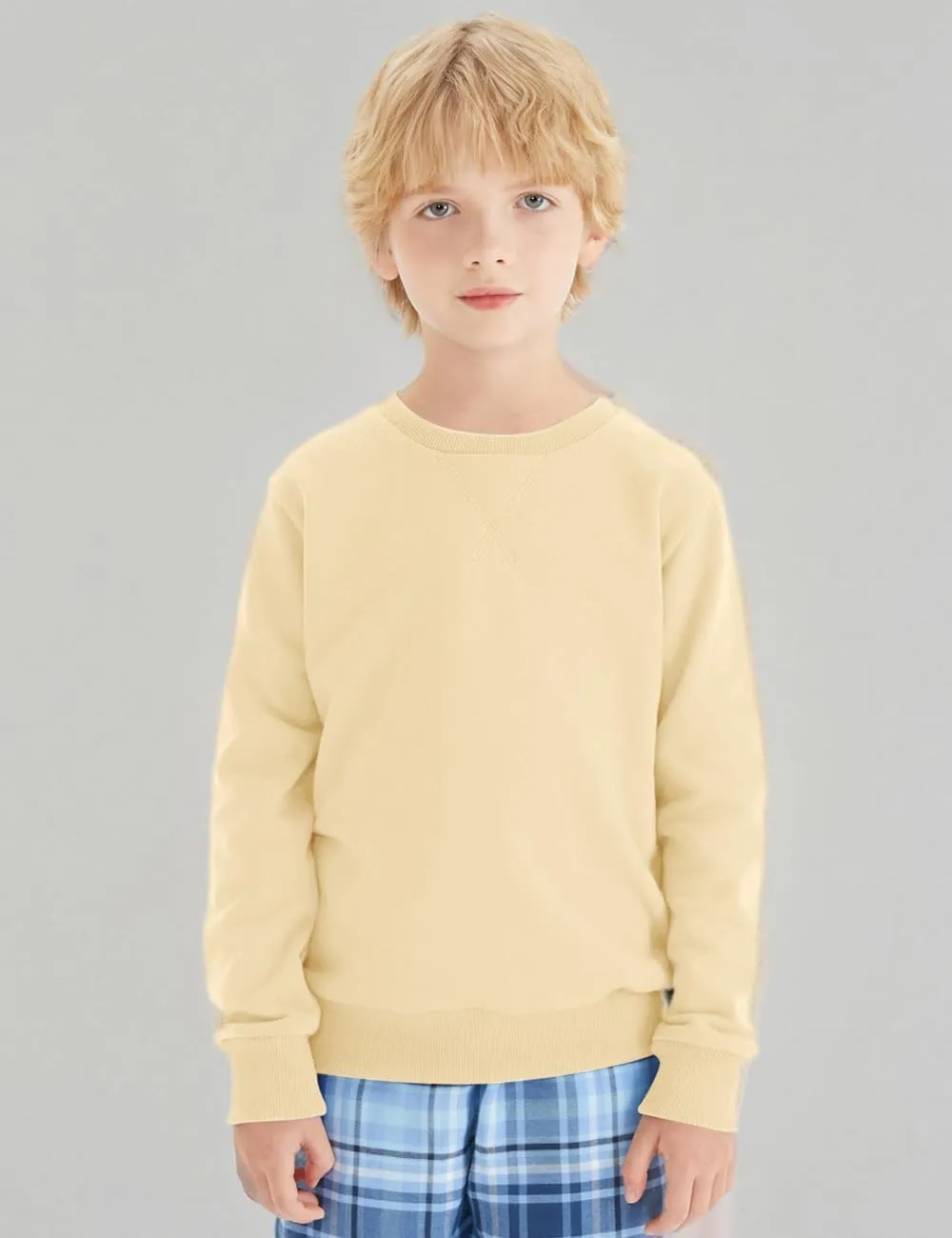 Spring&Gege Youth Basic Sport Crewneck Pullover Sweatshirts for Children3-14 Years