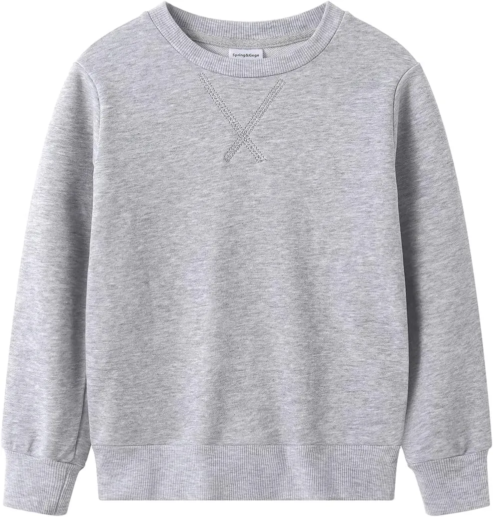 Spring&Gege Youth Basic Sport Crewneck Pullover Sweatshirts for Children3-14 Years