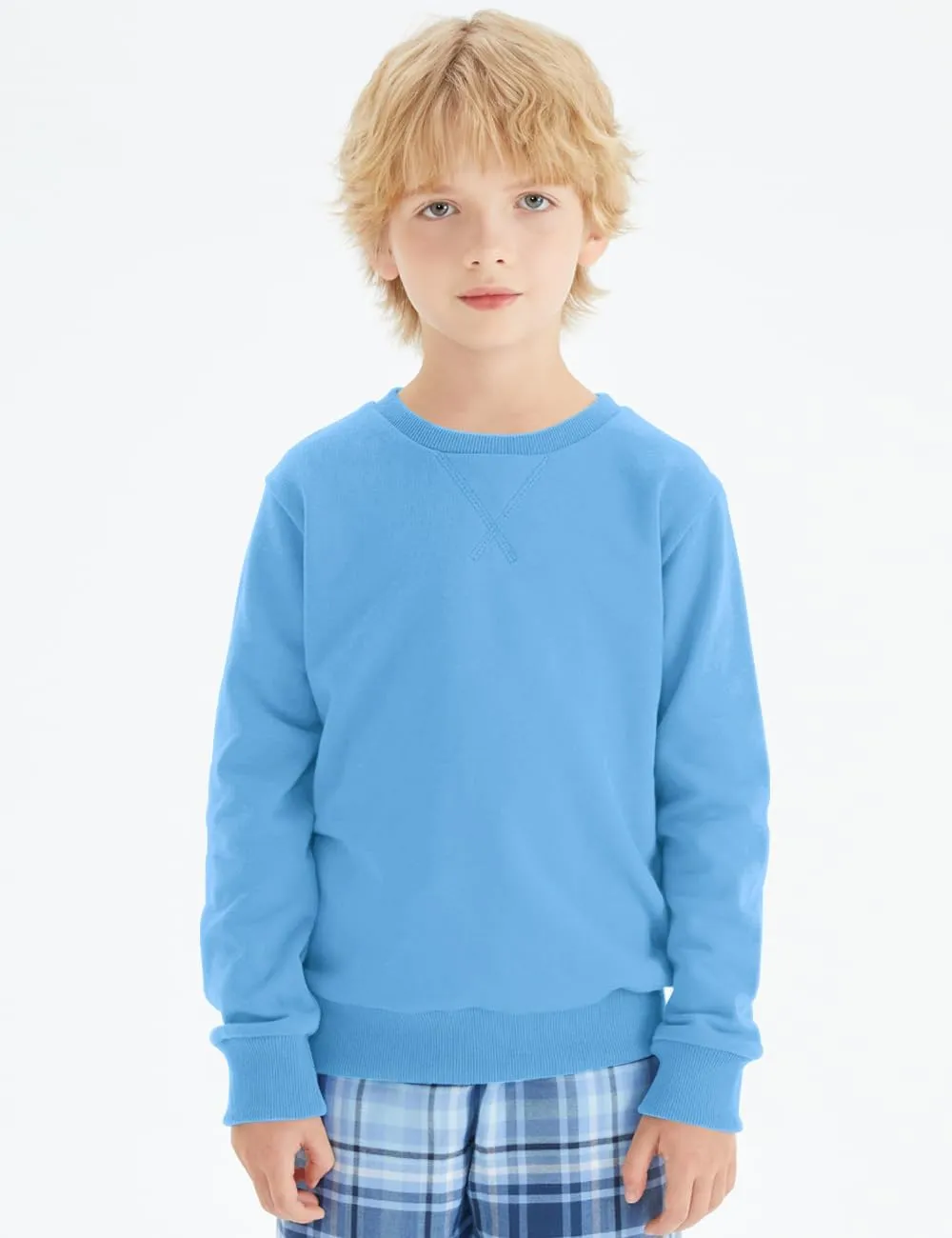 Spring&Gege Youth Basic Sport Crewneck Pullover Sweatshirts for Children3-14 Years