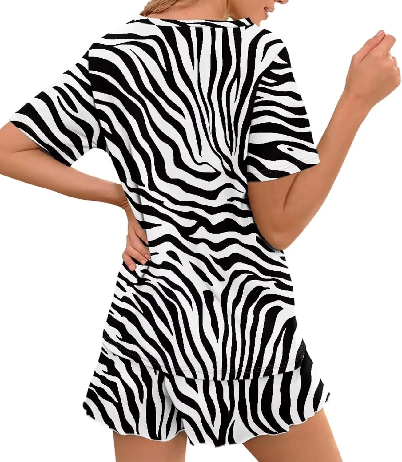 Sprowallow Pajama Sets 2 Pieces Short Sleepwear for Women Round Neck Casual PJ Sets