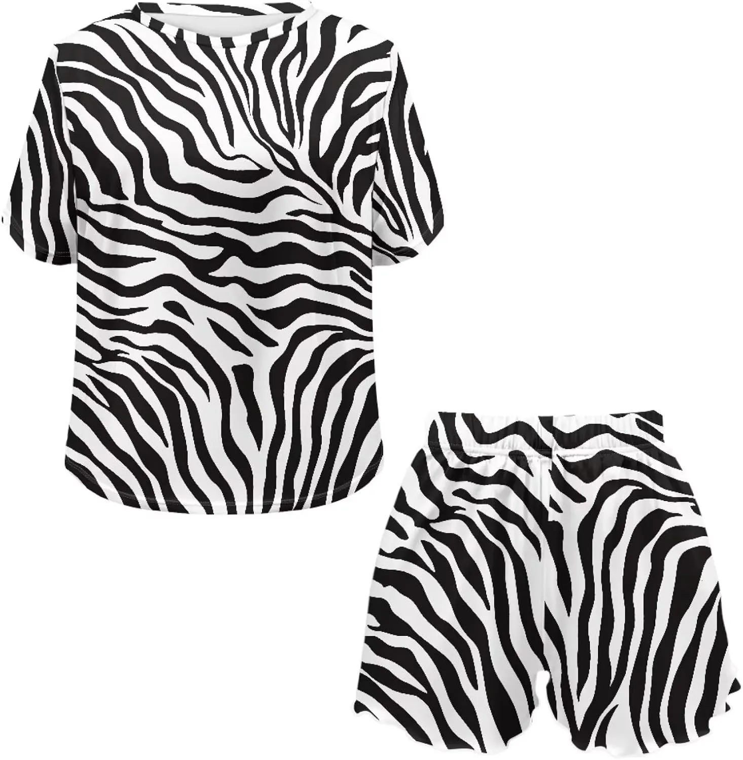 Sprowallow Pajama Sets 2 Pieces Short Sleepwear for Women Round Neck Casual PJ Sets