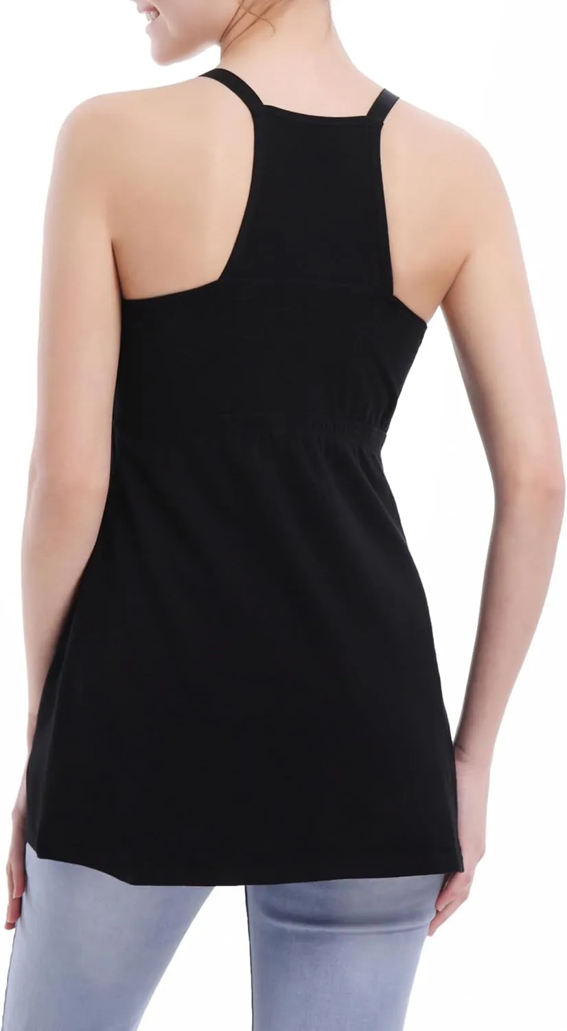 SUIEK 3 Pack Maternity Nursing Tank Tops with Bralette Cotton Breastfeeding Camisole