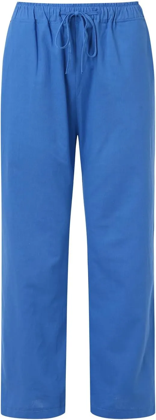 Summer Casual Pants For Women 2024 Trendy High Waist Pants Wide Leg Linen Palazzo Pants Lightweight Flowy Trouser