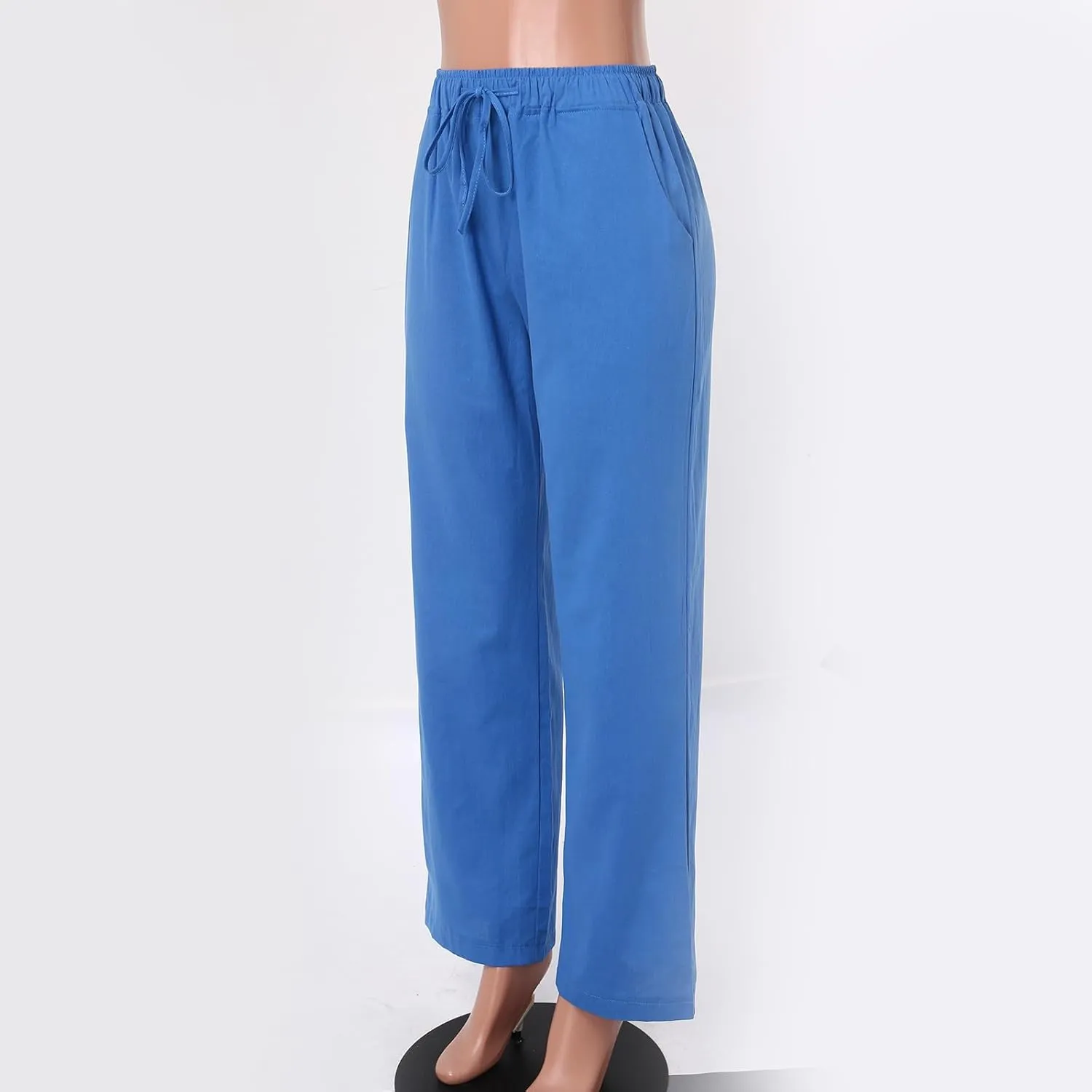 Summer Casual Pants For Women 2024 Trendy High Waist Pants Wide Leg Linen Palazzo Pants Lightweight Flowy Trouser