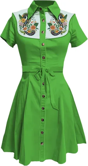Summer Vintage Western Midi Dresses for Women 2025 Button Down Bodycon Retro Floral Printed Shirts Dress