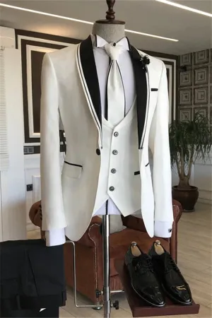 Suzhoufashion Dagim White Double Breasted Slim Fit Wedding Men Suits