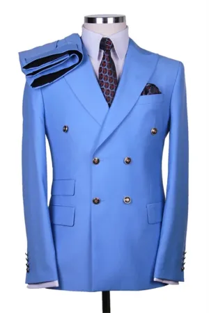 Suzhoufashion Dannelle Peach Red Double Breasted Peaked Lapel Men Suits