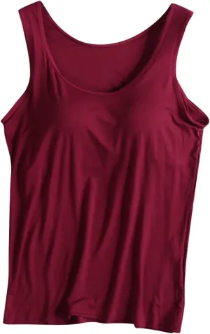 Tank Top with Built in Bra for Women Plus Size Summer Basic Loose Workout Camisole Tops Sleeveless Undershirts