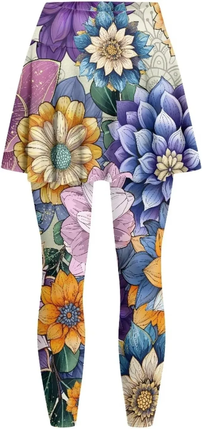 Tennis Skirt for Women Skirted Legging High Waisted Athletic Skirt Golf Yoga Athletic Clothing with Pocket