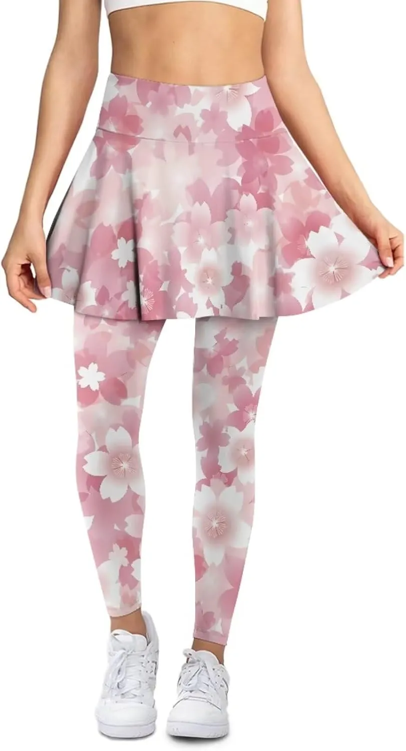 Tennis Skirt for Women Skirted Legging High Waisted Athletic Skirt Golf Yoga Athletic Clothing with Pocket