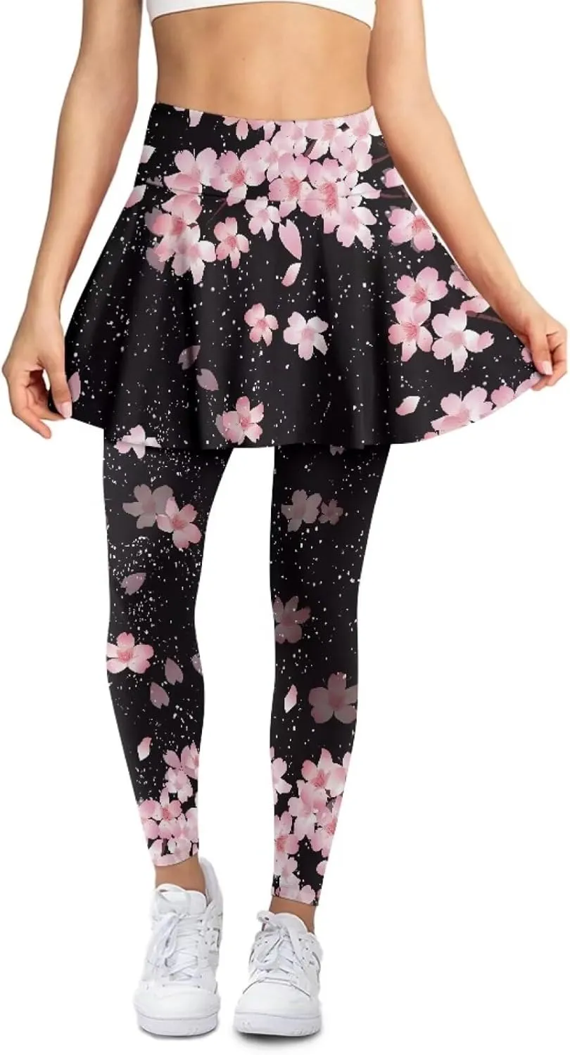 Tennis Skirt for Women Skirted Legging High Waisted Athletic Skirt Golf Yoga Athletic Clothing with Pocket