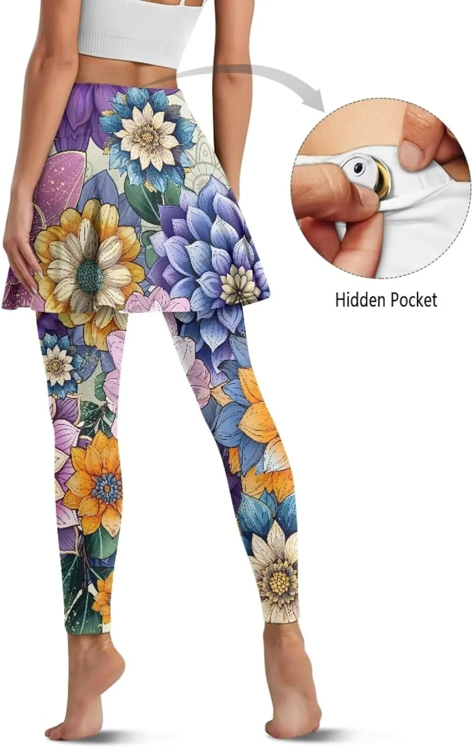 Tennis Skirt for Women Skirted Legging High Waisted Athletic Skirt Golf Yoga Athletic Clothing with Pocket