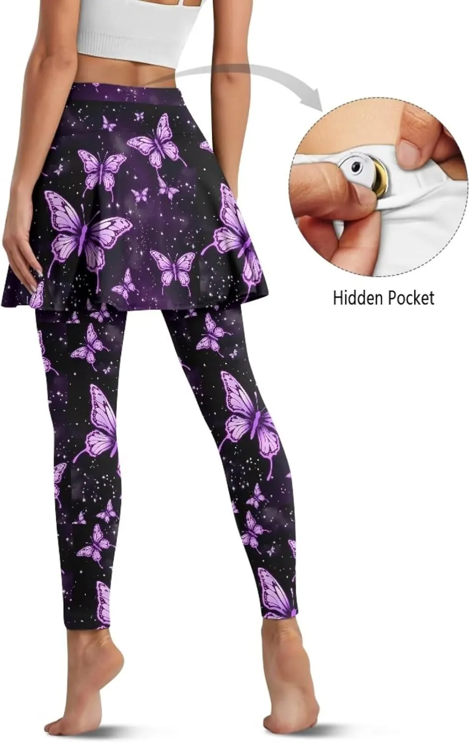 Tennis Skirt for Women Skirted Legging High Waisted Athletic Skirt Golf Yoga Athletic Clothing with Pocket