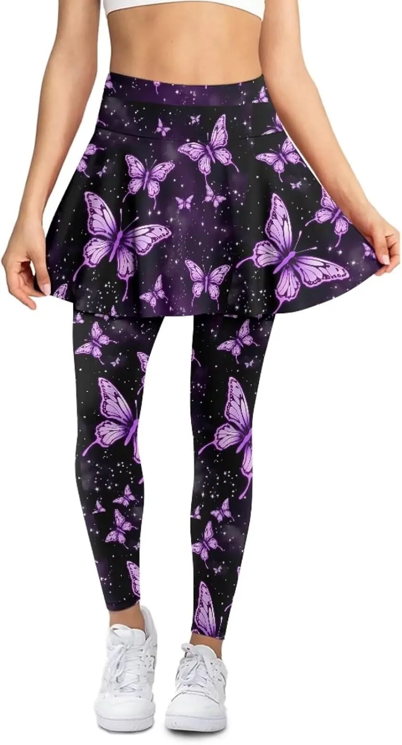 Tennis Skirt for Women Skirted Legging High Waisted Athletic Skirt Golf Yoga Athletic Clothing with Pocket