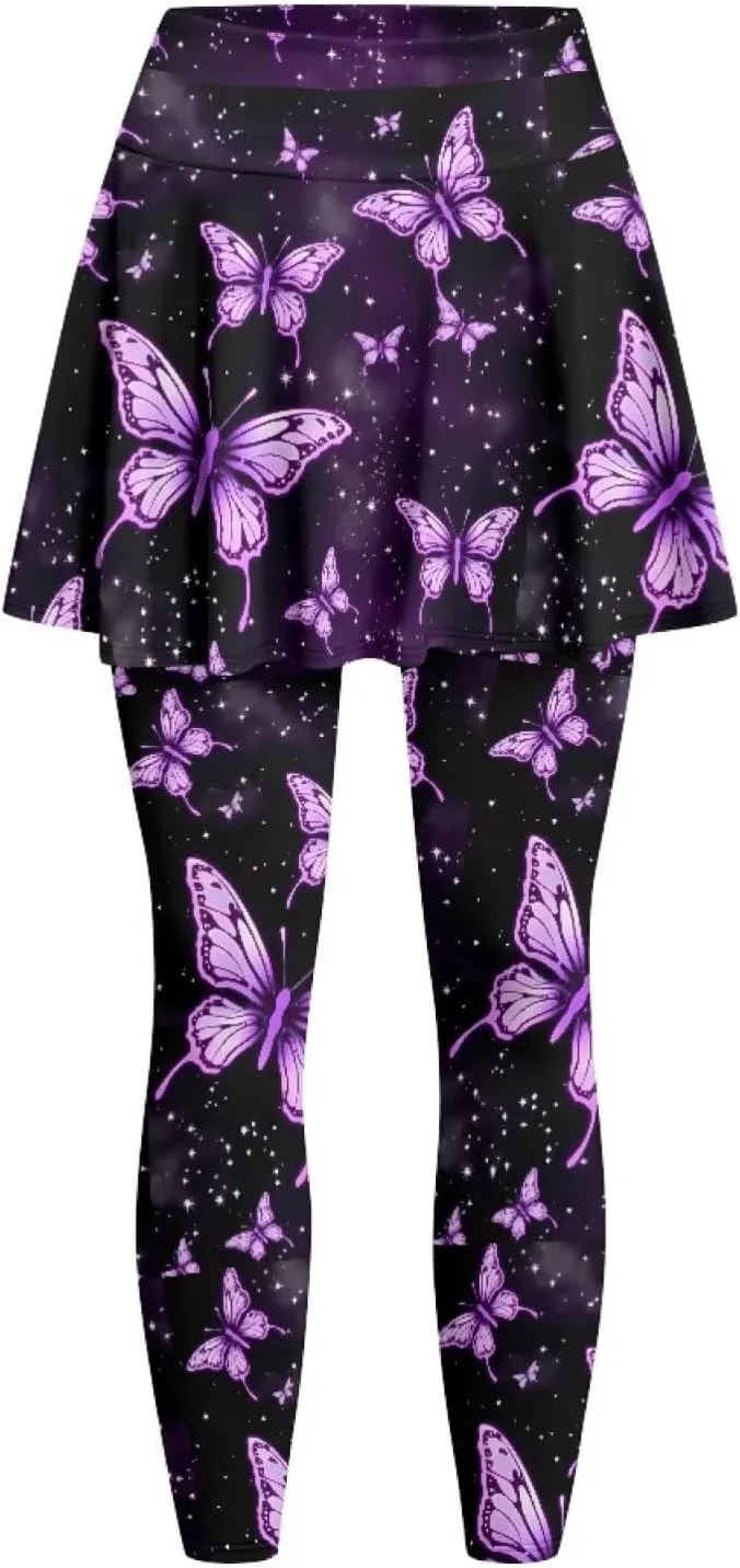 Tennis Skirt for Women Skirted Legging High Waisted Athletic Skirt Golf Yoga Athletic Clothing with Pocket