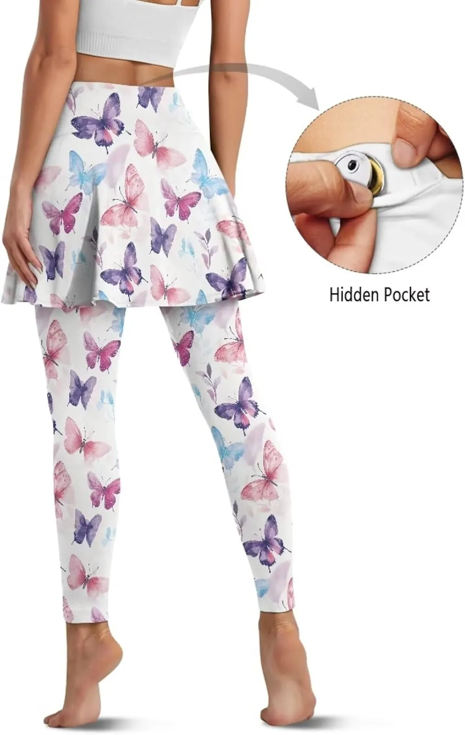 Tennis Skirt for Women Skirted Legging High Waisted Athletic Skirt Golf Yoga Athletic Clothing with Pocket