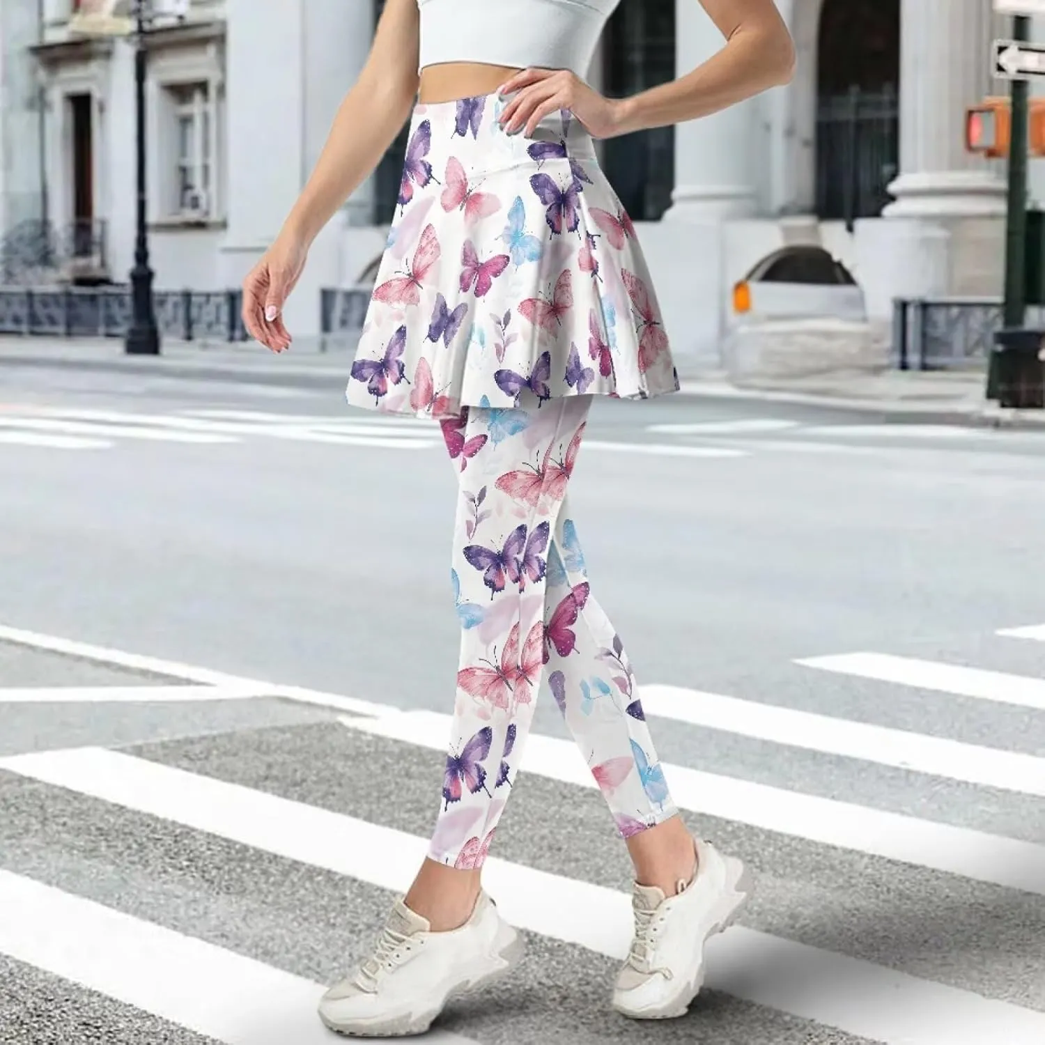 Tennis Skirt for Women Skirted Legging High Waisted Athletic Skirt Golf Yoga Athletic Clothing with Pocket