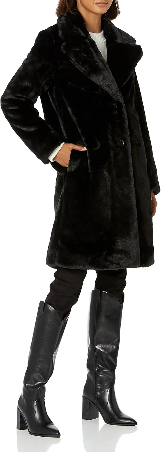 The Drop Women's Kiara Loose-Fit Long Faux Fur Coat