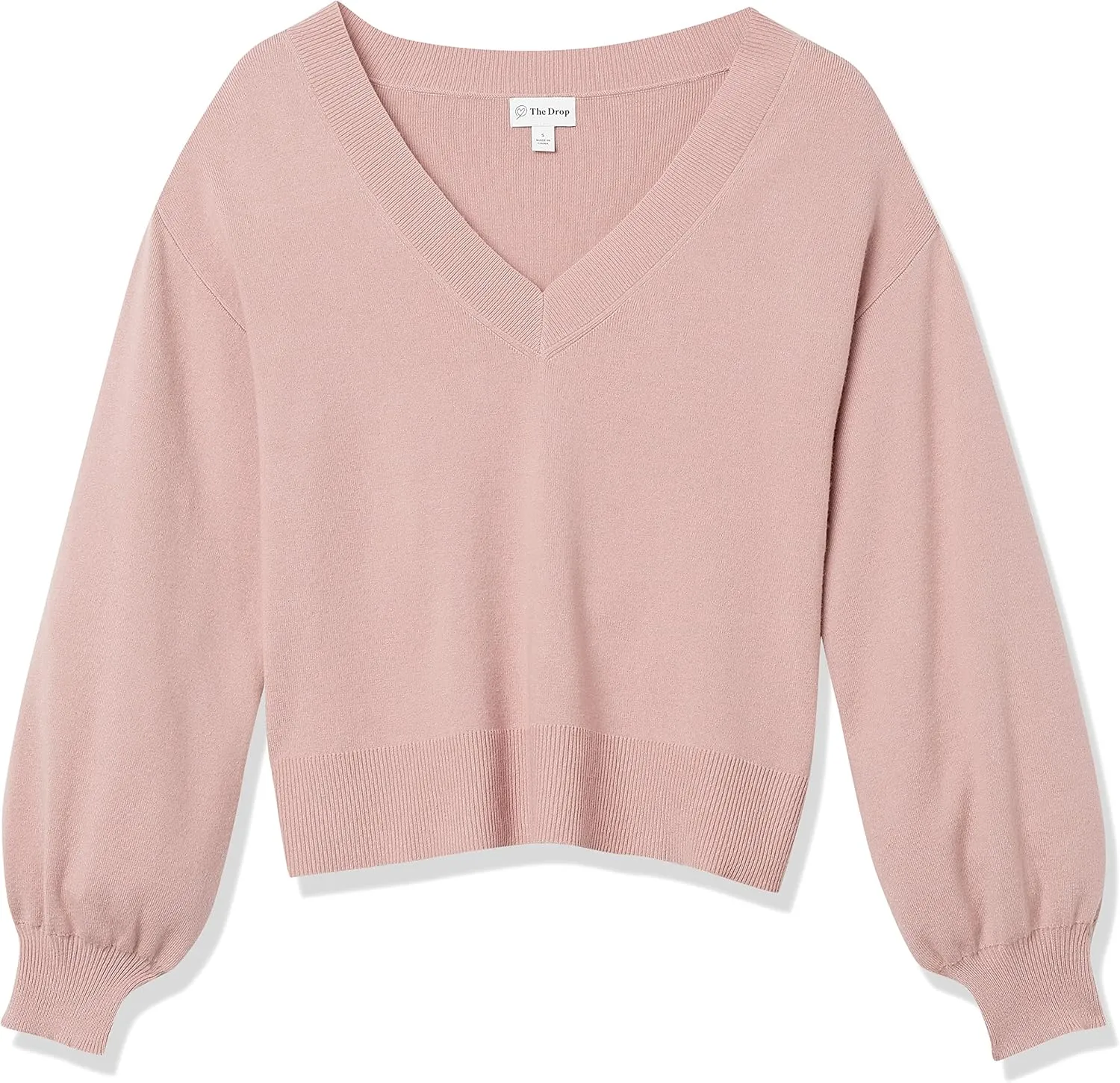 The Drop Women's Mia Bell-Sleeve Deep V-Neck Supersoft Sweater