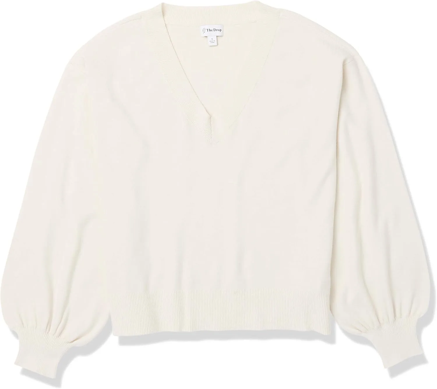 The Drop Women's Mia Bell-Sleeve Deep V-Neck Supersoft Sweater