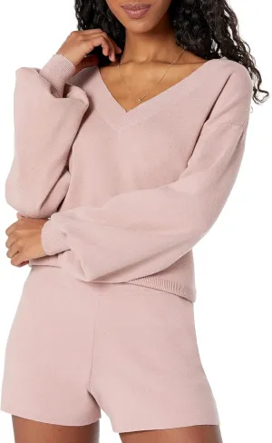 The Drop Women's Mia Bell-Sleeve Deep V-Neck Supersoft Sweater