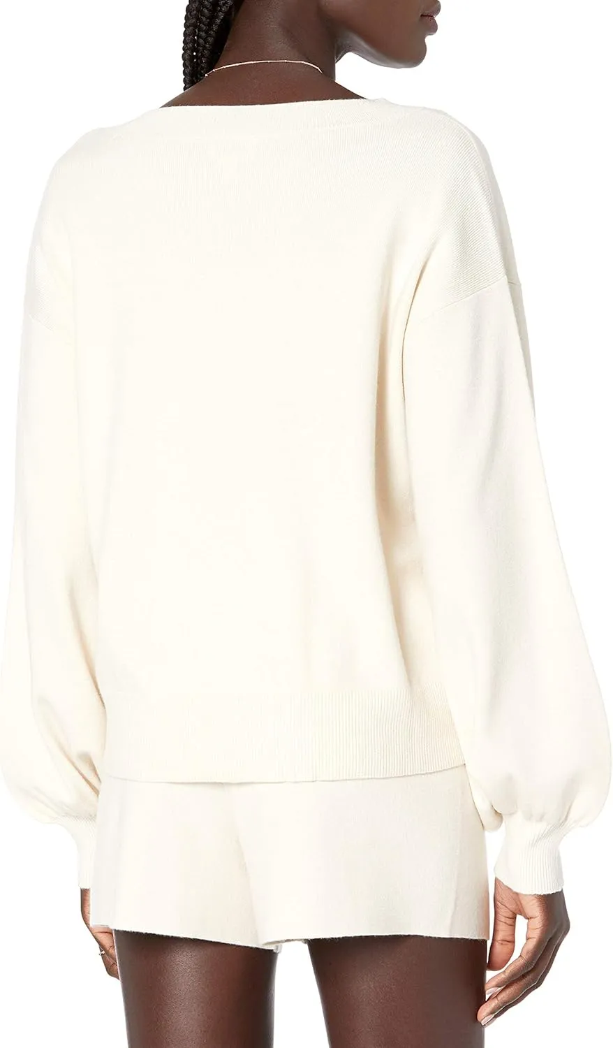 The Drop Women's Mia Bell-Sleeve Deep V-Neck Supersoft Sweater