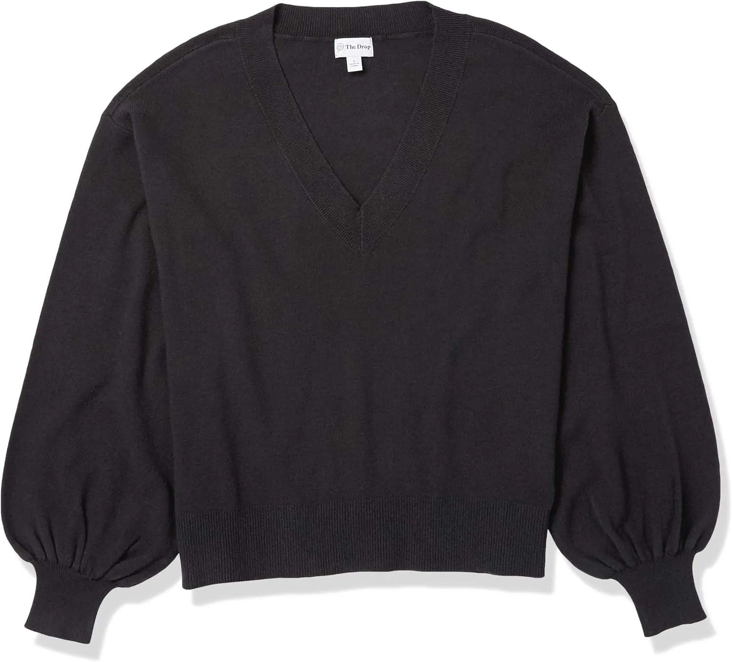 The Drop Women's Mia Bell-Sleeve Deep V-Neck Supersoft Sweater