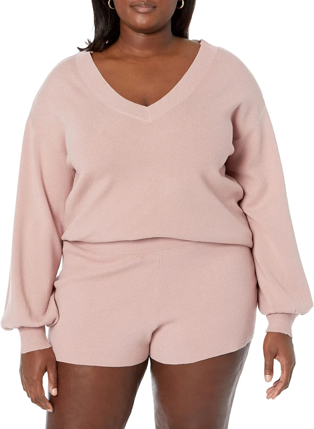The Drop Women's Mia Bell-Sleeve Deep V-Neck Supersoft Sweater