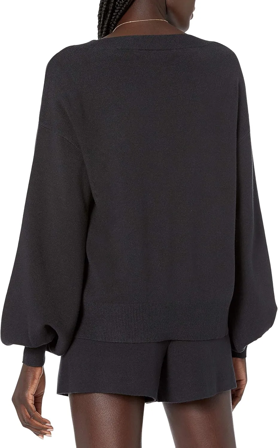The Drop Women's Mia Bell-Sleeve Deep V-Neck Supersoft Sweater