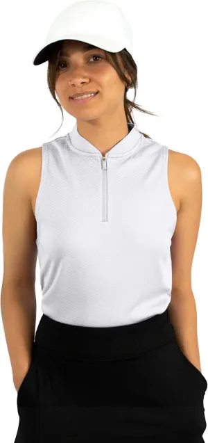 Three Sixty Six Womens Sleeveless Collarless Golf Polo Shirt with Zipper - Quick Dry Tank Tops for Women