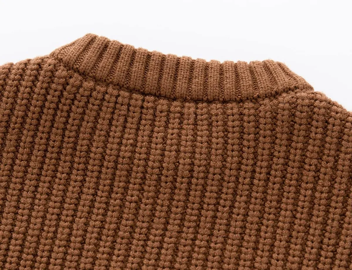 Toddler Baby Boys Girls Knitted Sweater Warm Soild Pullover Top Autumn Winter Outfits