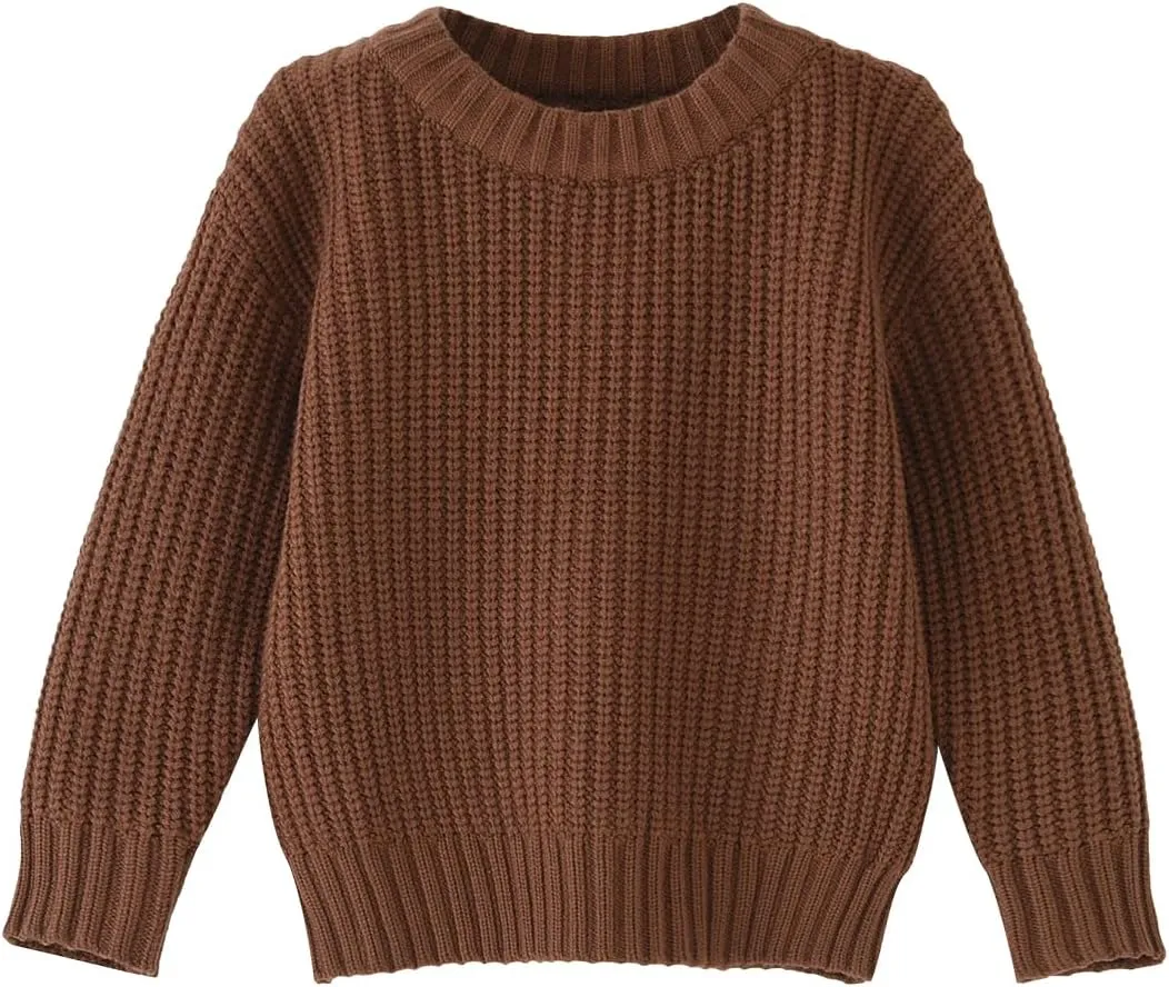 Toddler Baby Boys Girls Knitted Sweater Warm Soild Pullover Top Autumn Winter Outfits