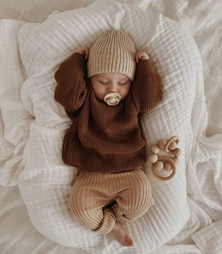 Toddler Baby Boys Girls Knitted Sweater Warm Soild Pullover Top Autumn Winter Outfits