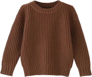 Toddler Baby Boys Girls Knitted Sweater Warm Soild Pullover Top Autumn Winter Outfits
