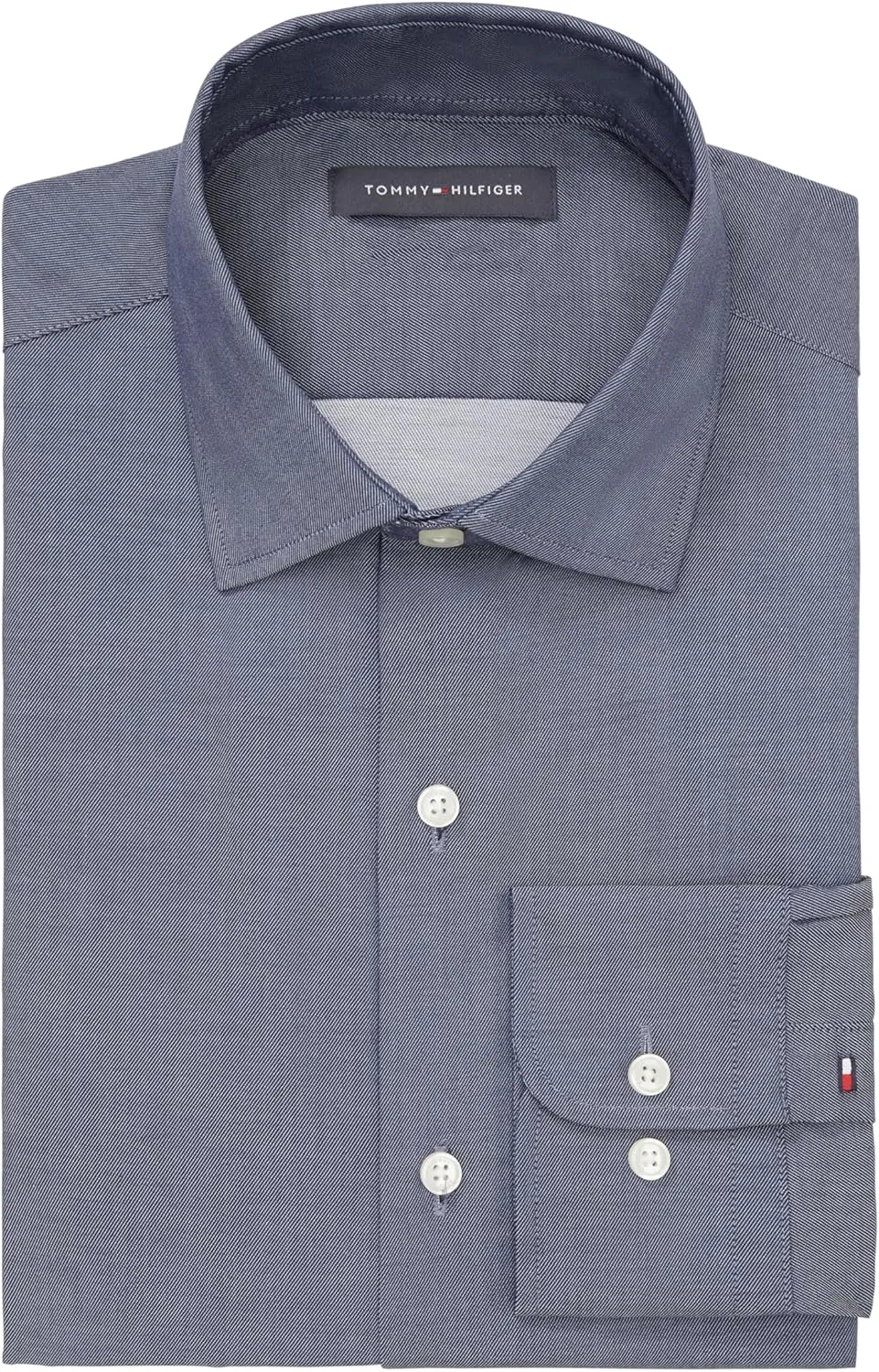 Tommy Hilfiger Men's Dress Shirt Regular Fit Stretch Twill