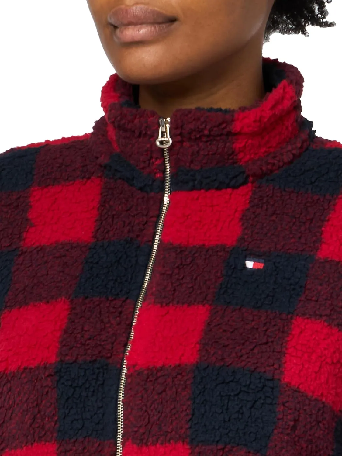 Tommy Hilfiger Women's Buffalo Check Long Sleeve Zipup Sportswear Jacket