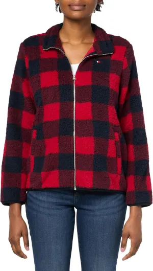 Tommy Hilfiger Women's Buffalo Check Long Sleeve Zipup Sportswear Jacket