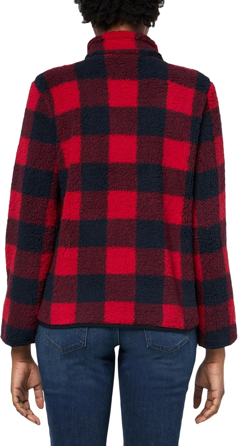 Tommy Hilfiger Women's Buffalo Check Long Sleeve Zipup Sportswear Jacket