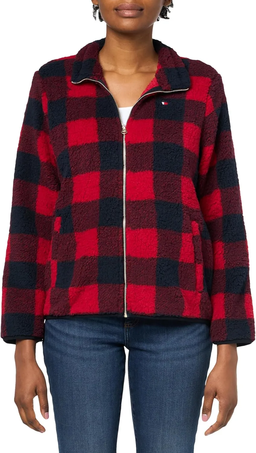 Tommy Hilfiger Women's Buffalo Check Long Sleeve Zipup Sportswear Jacket