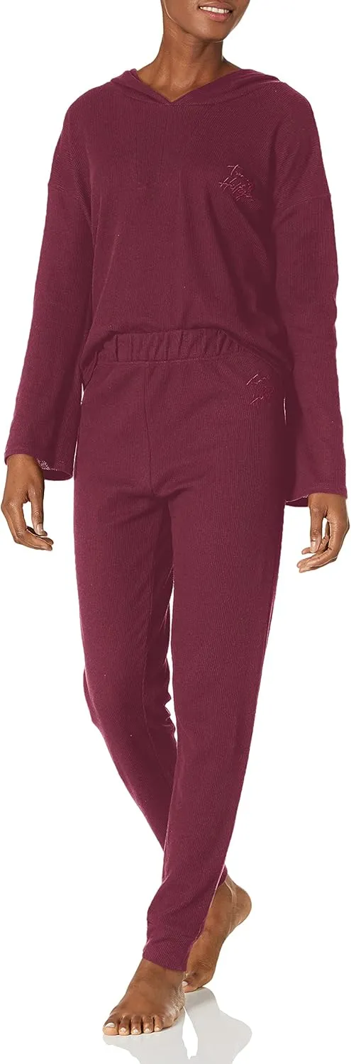 Tommy Hilfiger Women's Long Sleeve Top and Jogger Bottom Pant Pajama Set