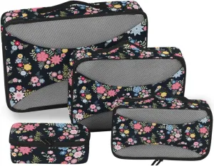 Travel Bags Organizer for Luggage 4 Set Luggage Cubes Luggage Packing Organizers Packing Cuves Floral